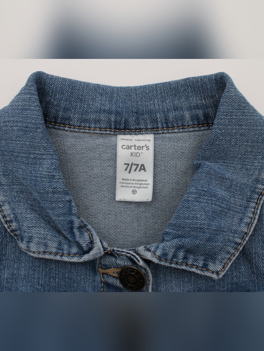 Carter's Girls Denim Jean Jacket Size 7 Button Front - Picture 3 of 4